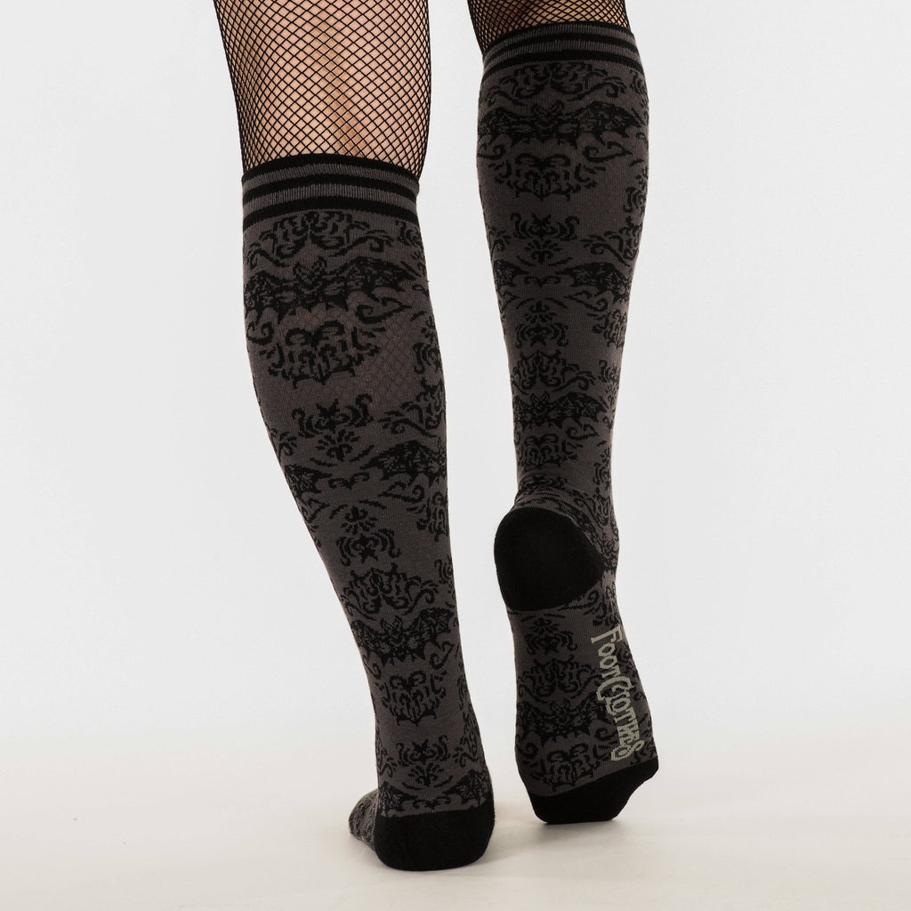 Bat Damask Knee High Socks - Angel's House of Design Co.