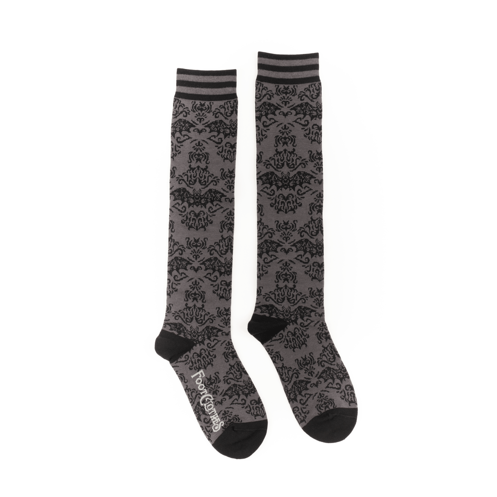 Bat Damask Knee High Socks - Angel's House of Design Co.