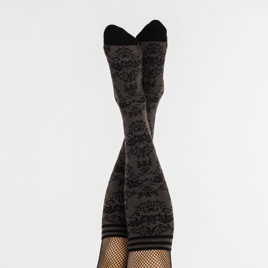 Bat Damask Knee High Socks - Angel's House of Design Co.