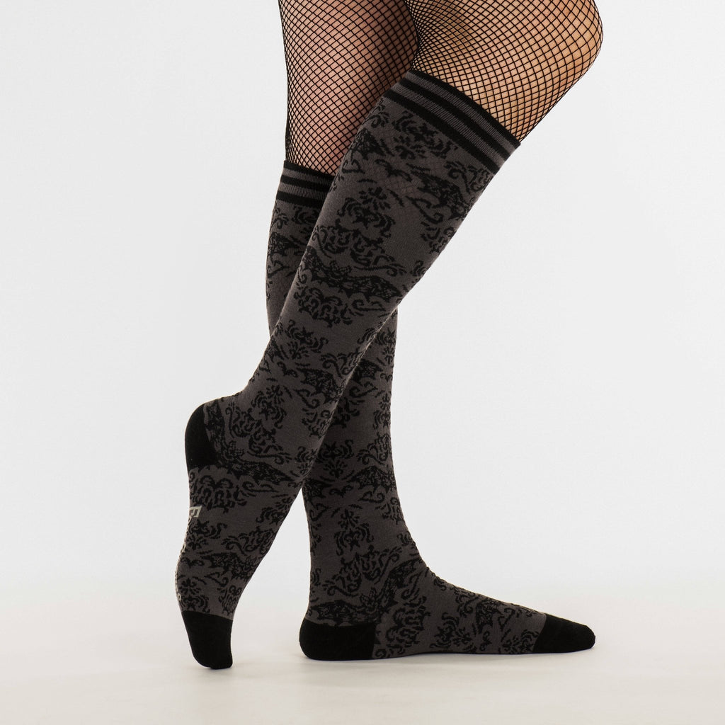 Bat Damask Knee High Socks - Angel's House of Design Co.