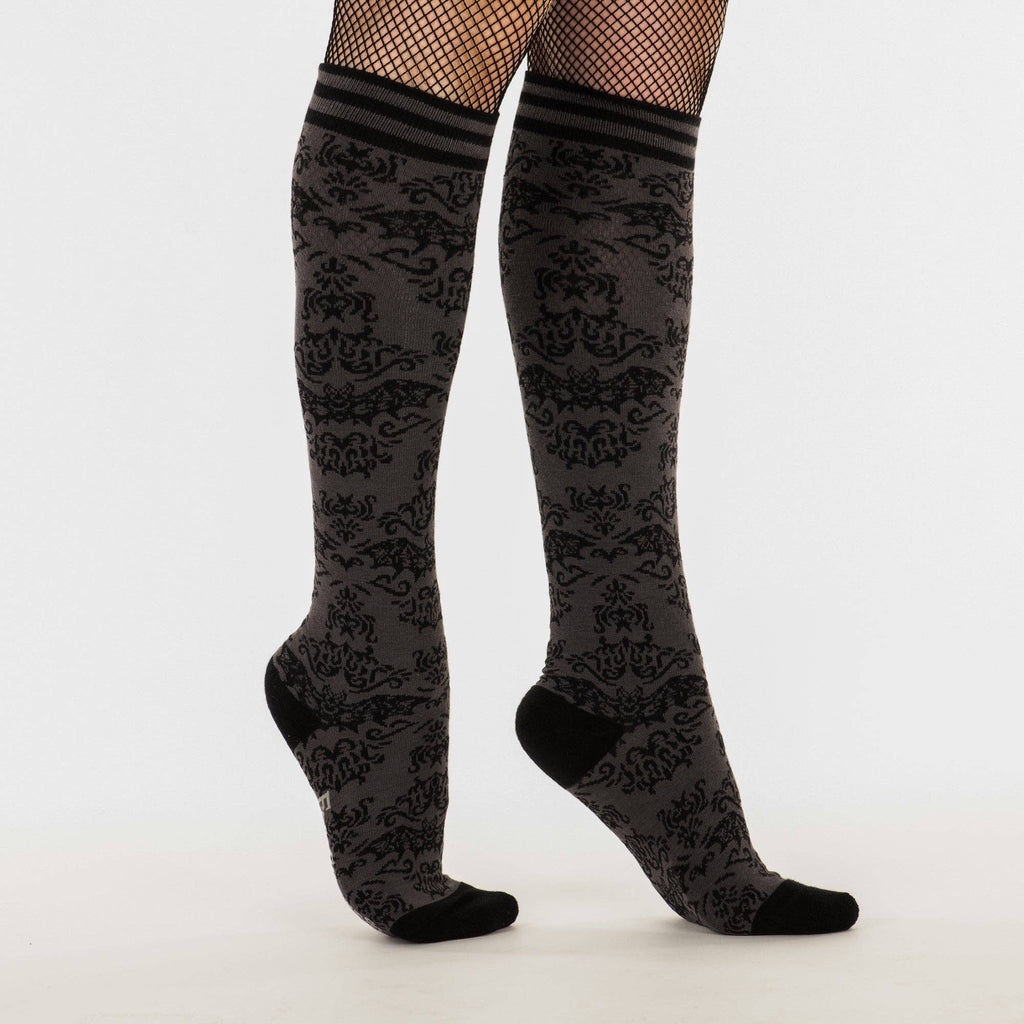 Bat Damask Knee High Socks - Angel's House of Design Co.