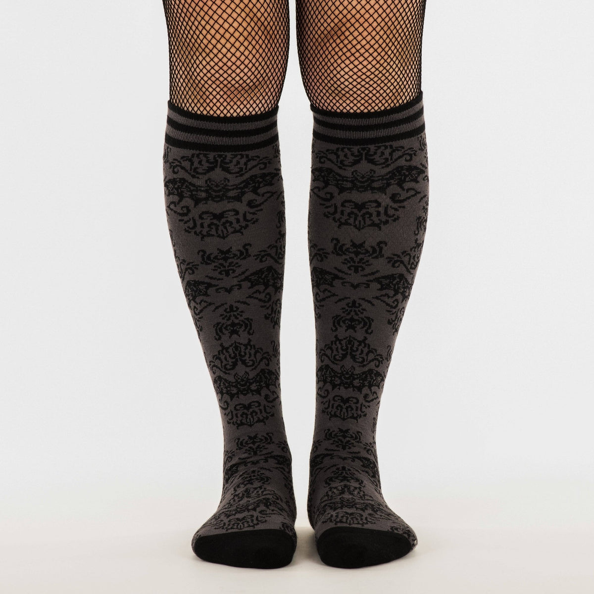 Bat Damask Knee High Socks - Angel's House of Design Co.