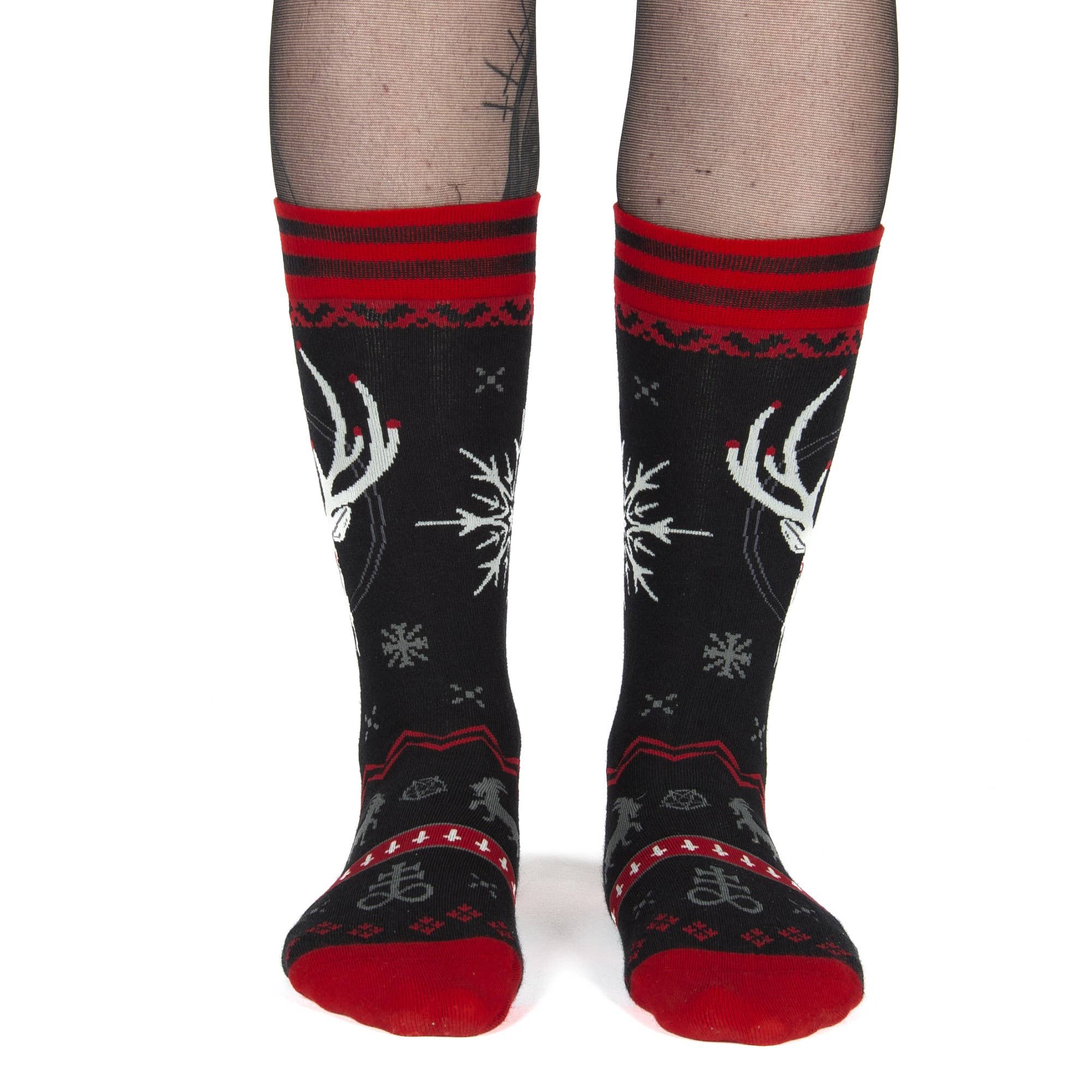 Beelzebuck Ugly Xmas Sweater Crew Socks - Angel's House of Design Co.