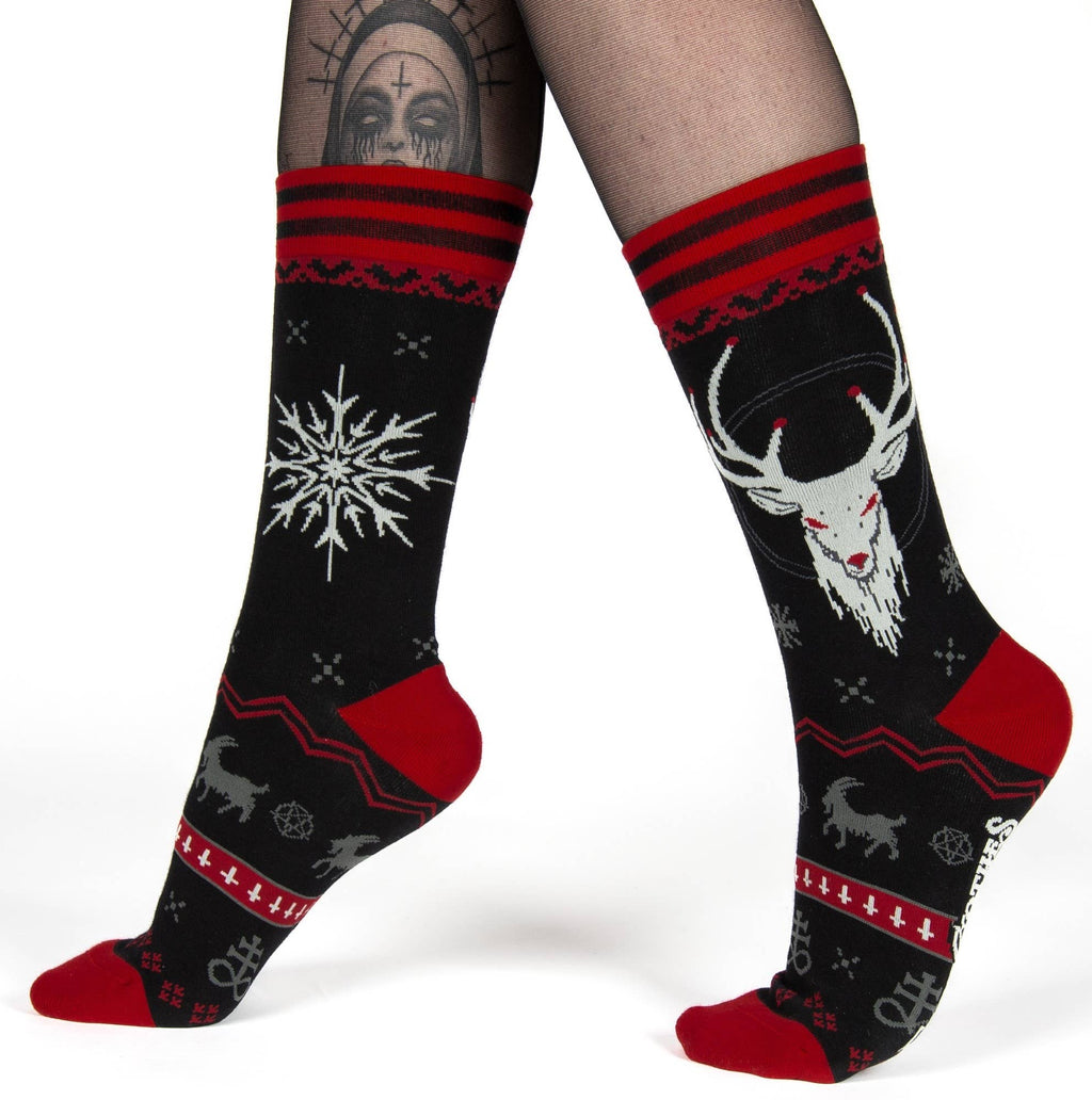 Beelzebuck Ugly Xmas Sweater Crew Socks - Angel's House of Design Co.