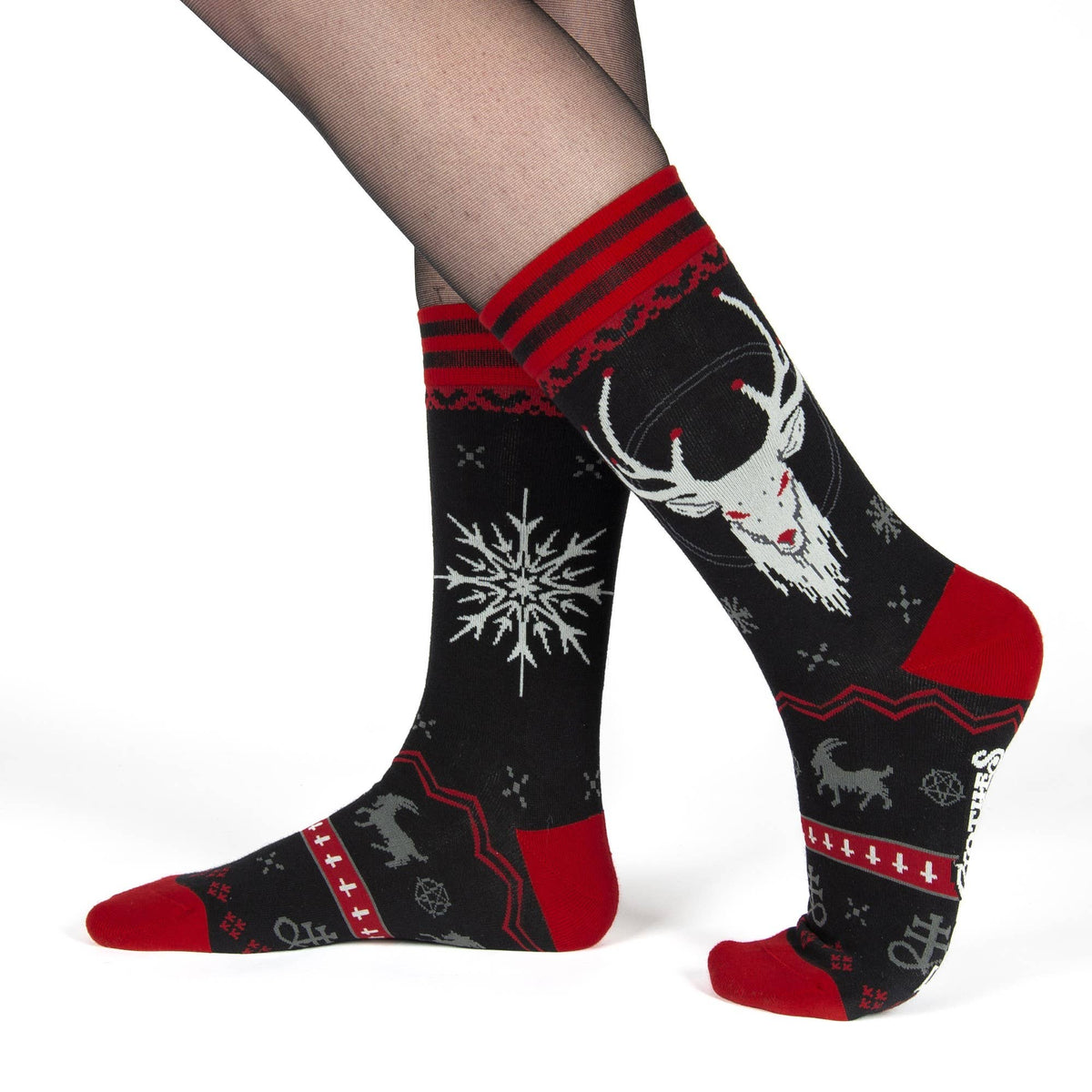 Beelzebuck Ugly Xmas Sweater Crew Socks - Angel's House of Design Co.