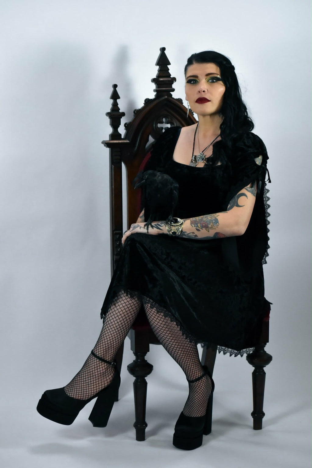 Black Gothic Baby Doll with Adjustable Gathered Statement Sleeve - Angel's House of Design Co.