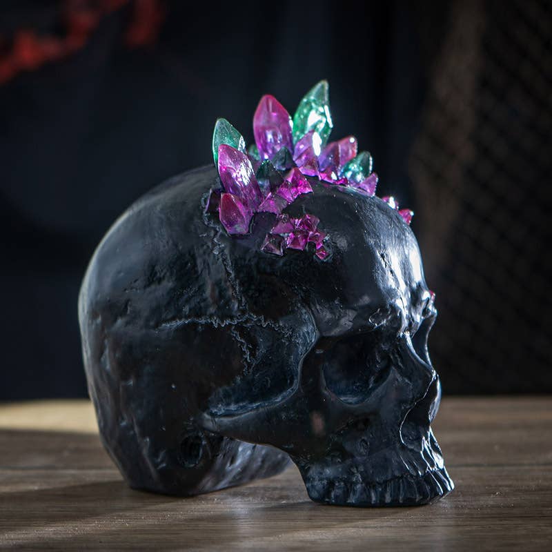 Black Skull With Crystals - Angel's House of Design Co.
