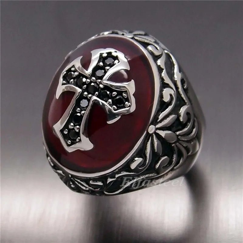 Black Vampire Cross Ring - Angel's House of Design Co.