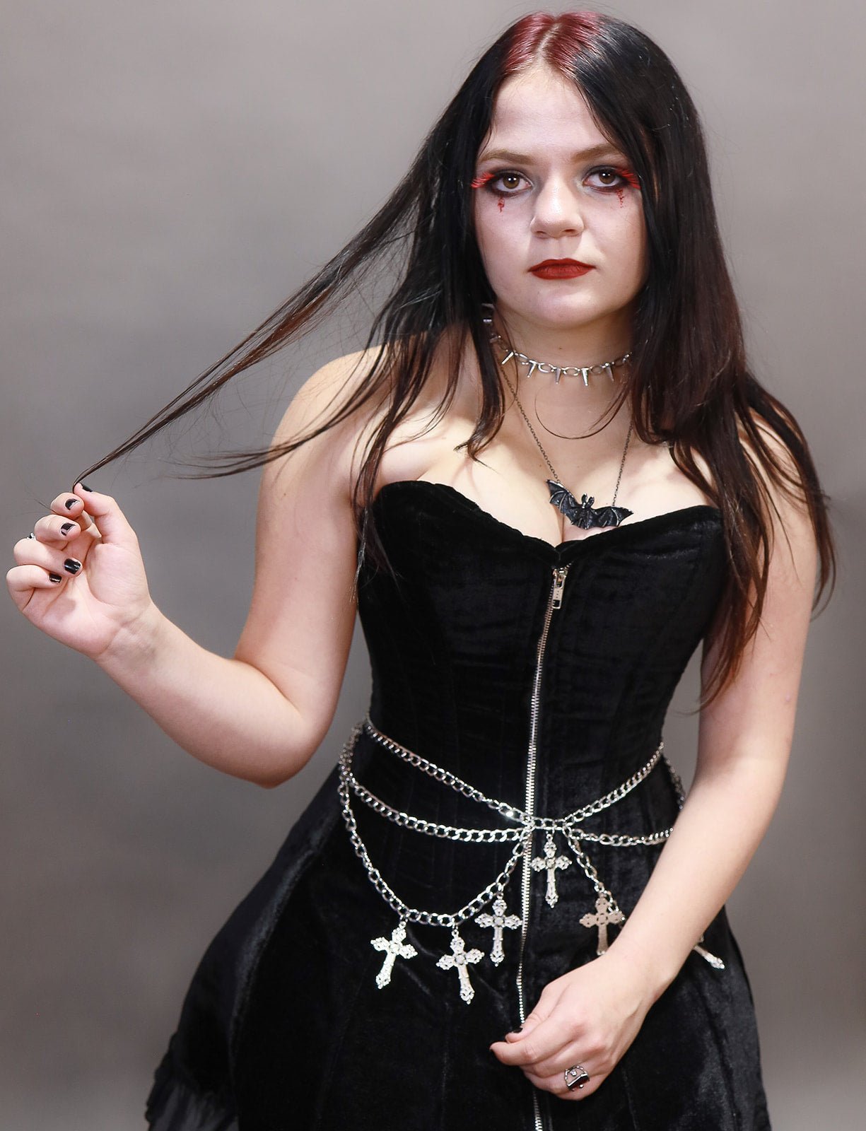 Black Velvet Corset A - line Dress - Angel's House of Design Co.