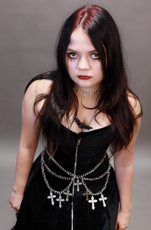 Black Velvet Corset A - line Dress - Angel's House of Design Co.