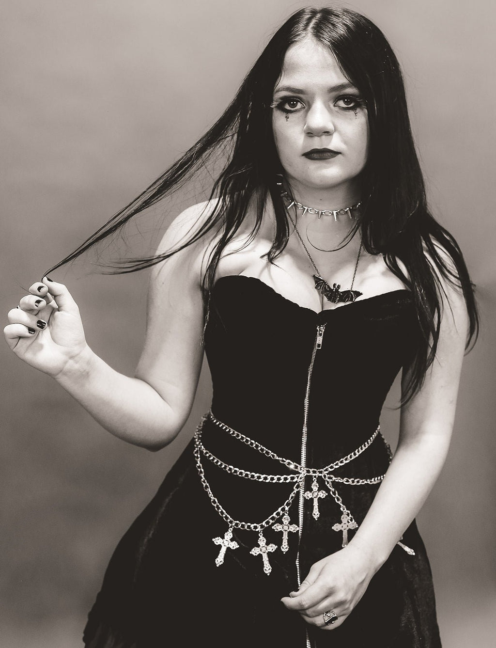 Black Velvet Corset A - line Dress - Angel's House of Design Co.
