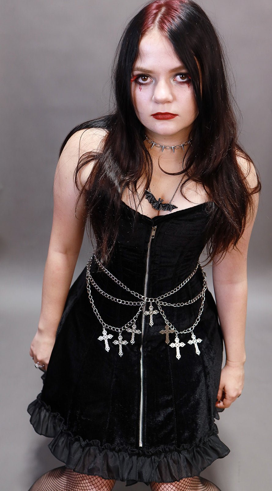Black Velvet Corset A - line Dress - Angel's House of Design Co.