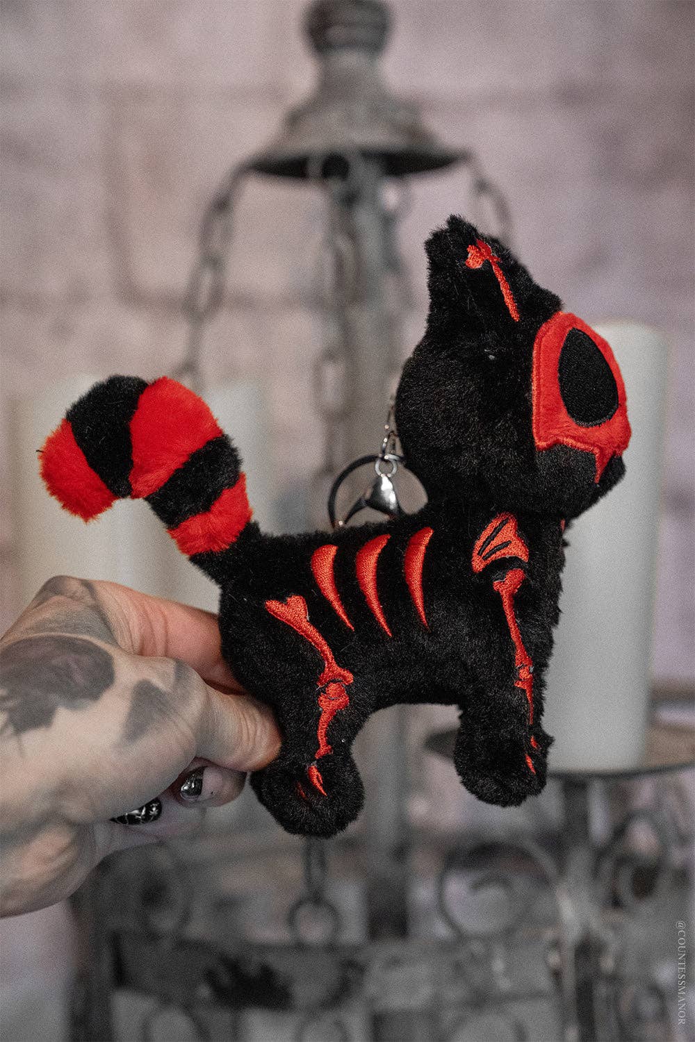 Blood Skelekitty Plush Keychain - Angel's House of Design Co.