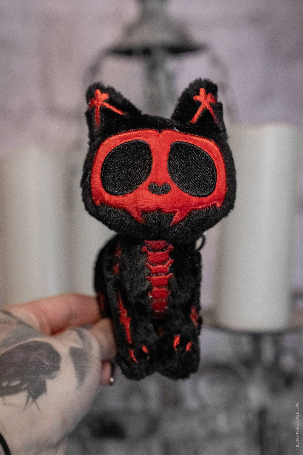 Blood Skelekitty Plush Keychain - Angel's House of Design Co.