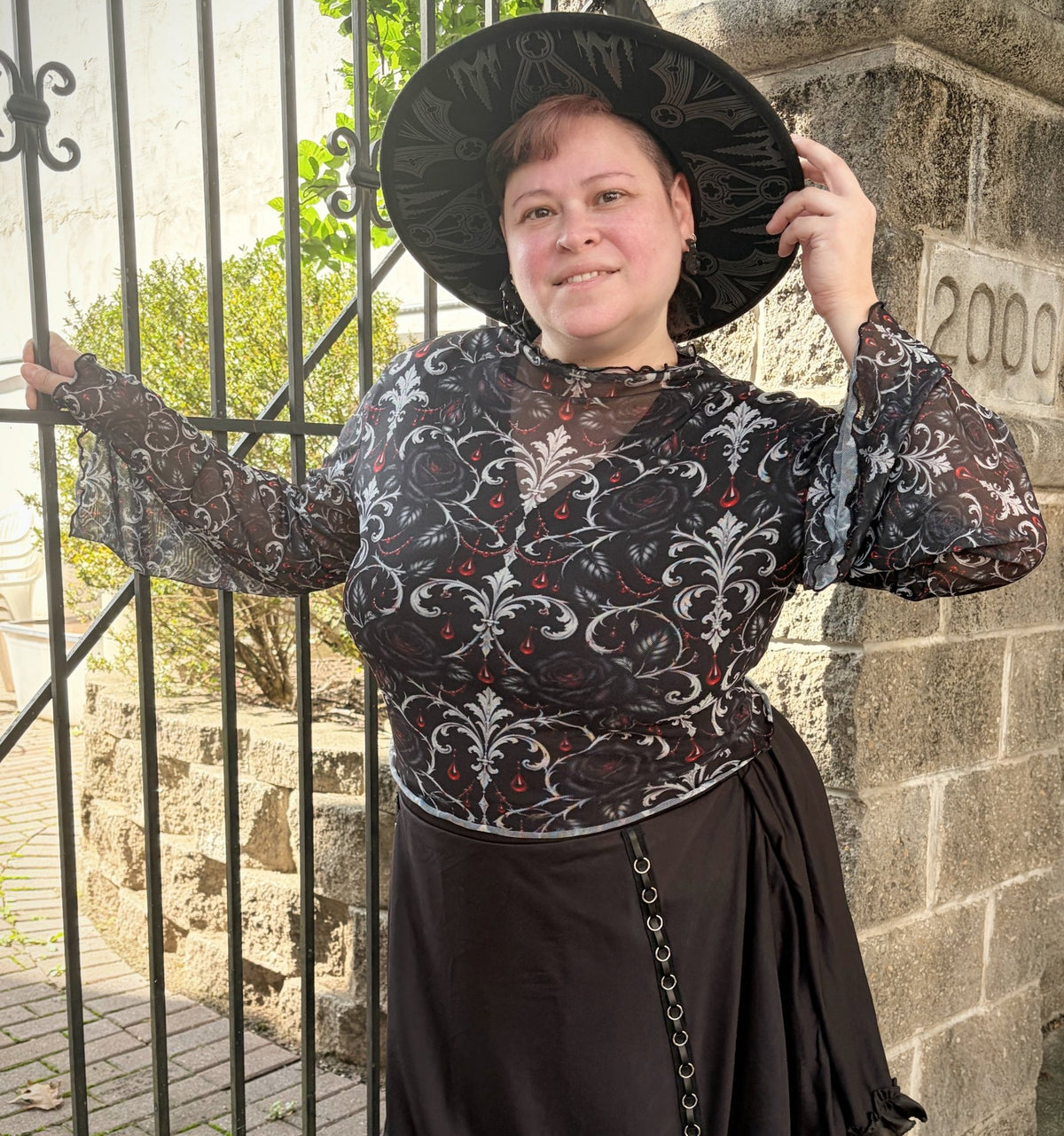 Bloodline Mesh Top with Bell Sleeves - Angel's House of Design Co.