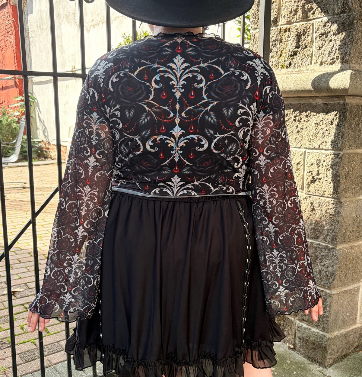 Bloodline Mesh Top with Bell Sleeves - Angel's House of Design Co.