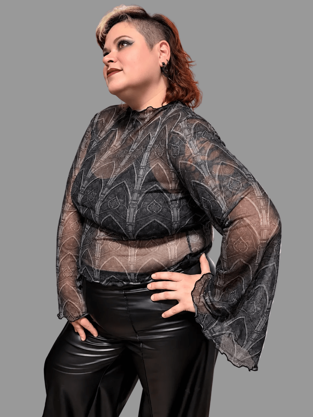 Cathedral Mesh Crop Top with Bell Sleeves - Angel's House of Design Co.