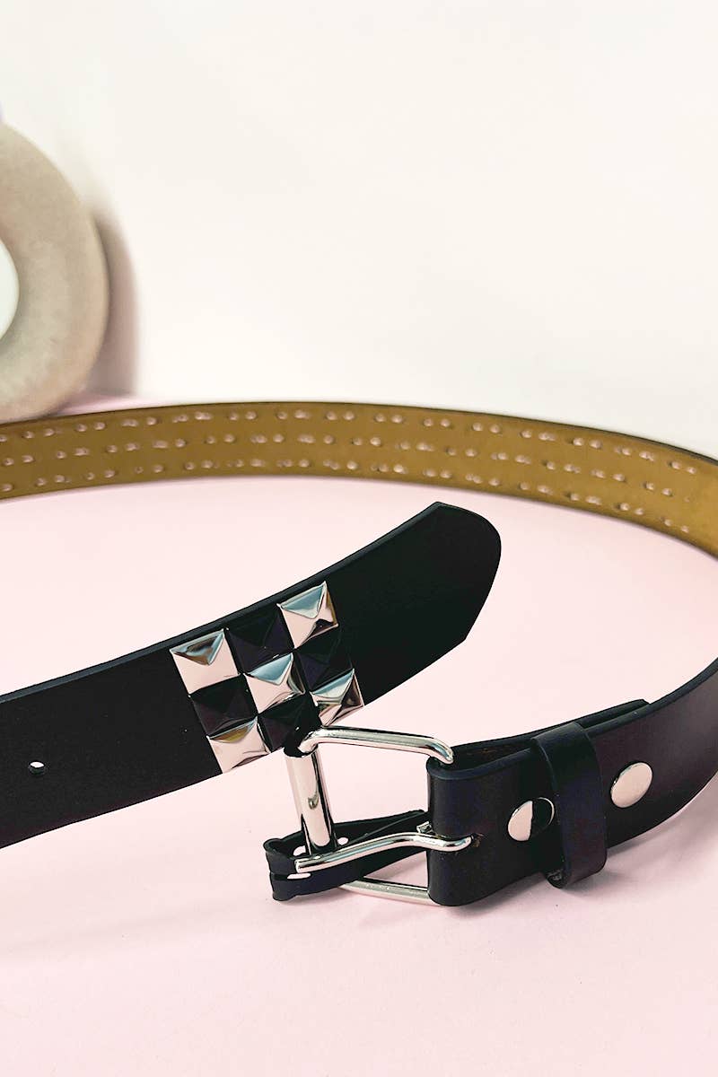 Checkered Pyramid Studded Belt - Angel's House of Design Co.