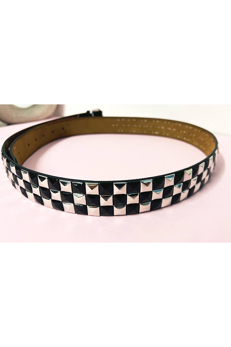 Checkered Pyramid Studded Belt - Angel's House of Design Co.