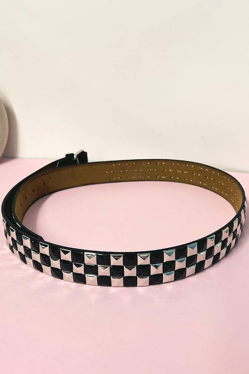 Checkered Pyramid Studded Belt - Angel's House of Design Co.