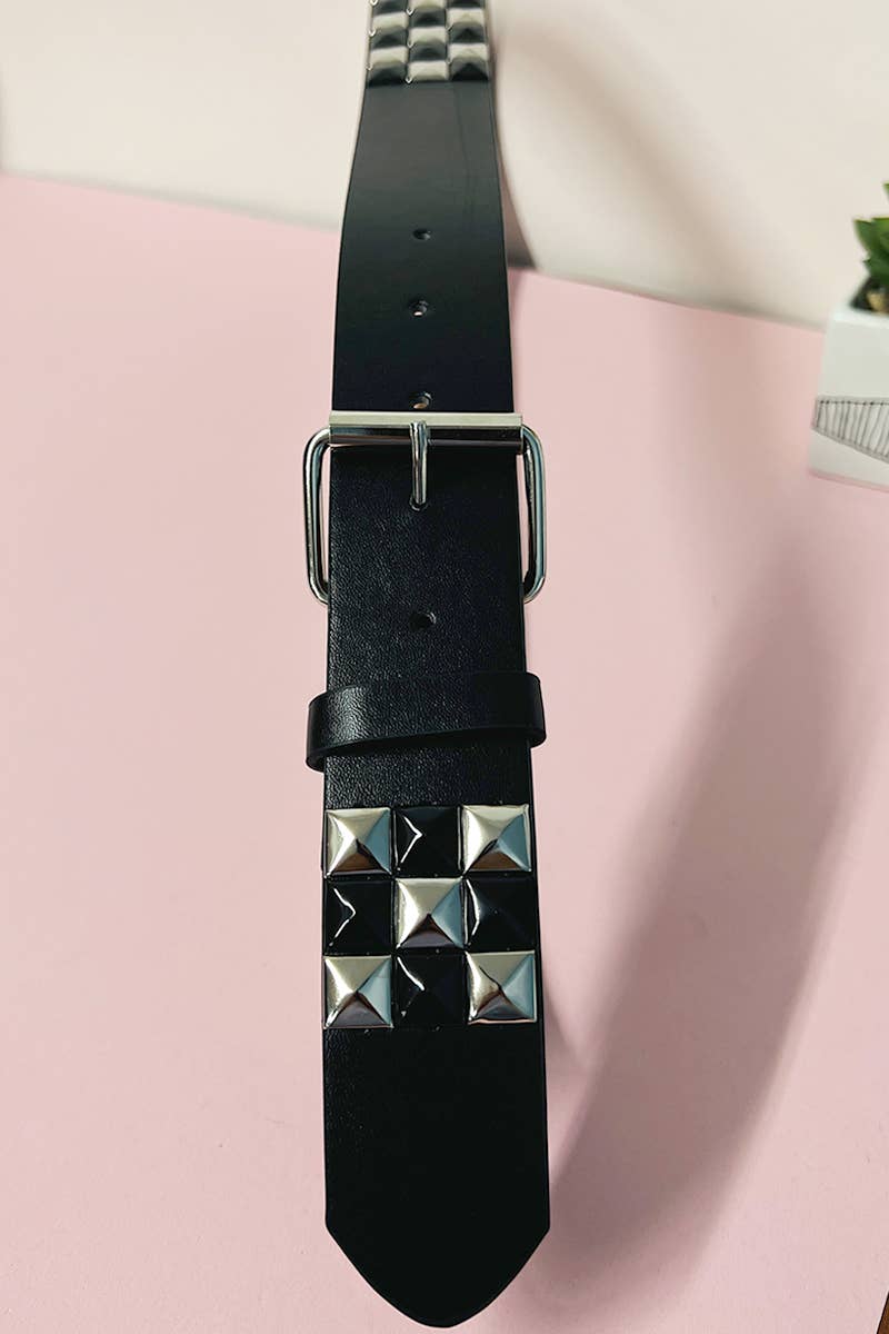 Checkered Pyramid Studded Belt - Angel's House of Design Co.