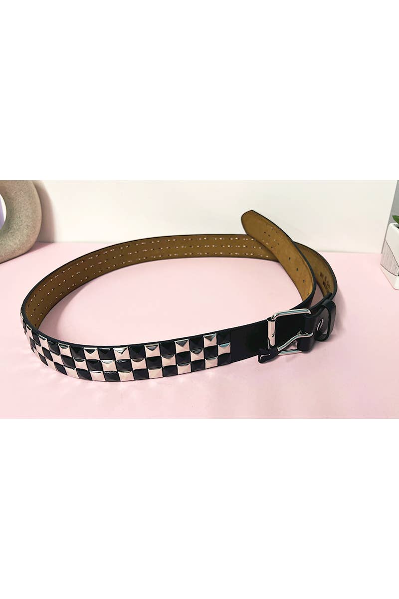 Checkered Pyramid Studded Belt - Angel's House of Design Co.