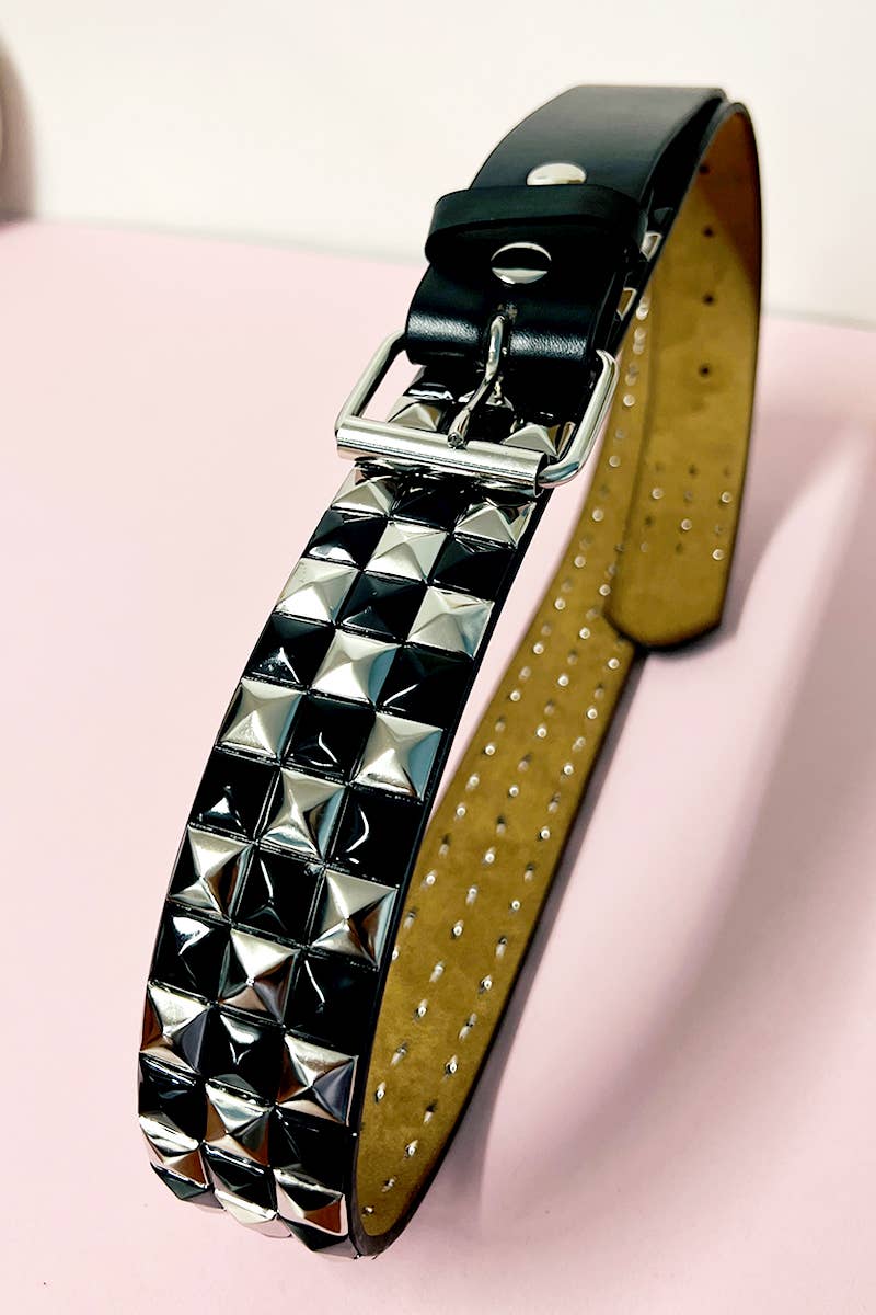 Checkered Pyramid Studded Belt - Angel's House of Design Co.