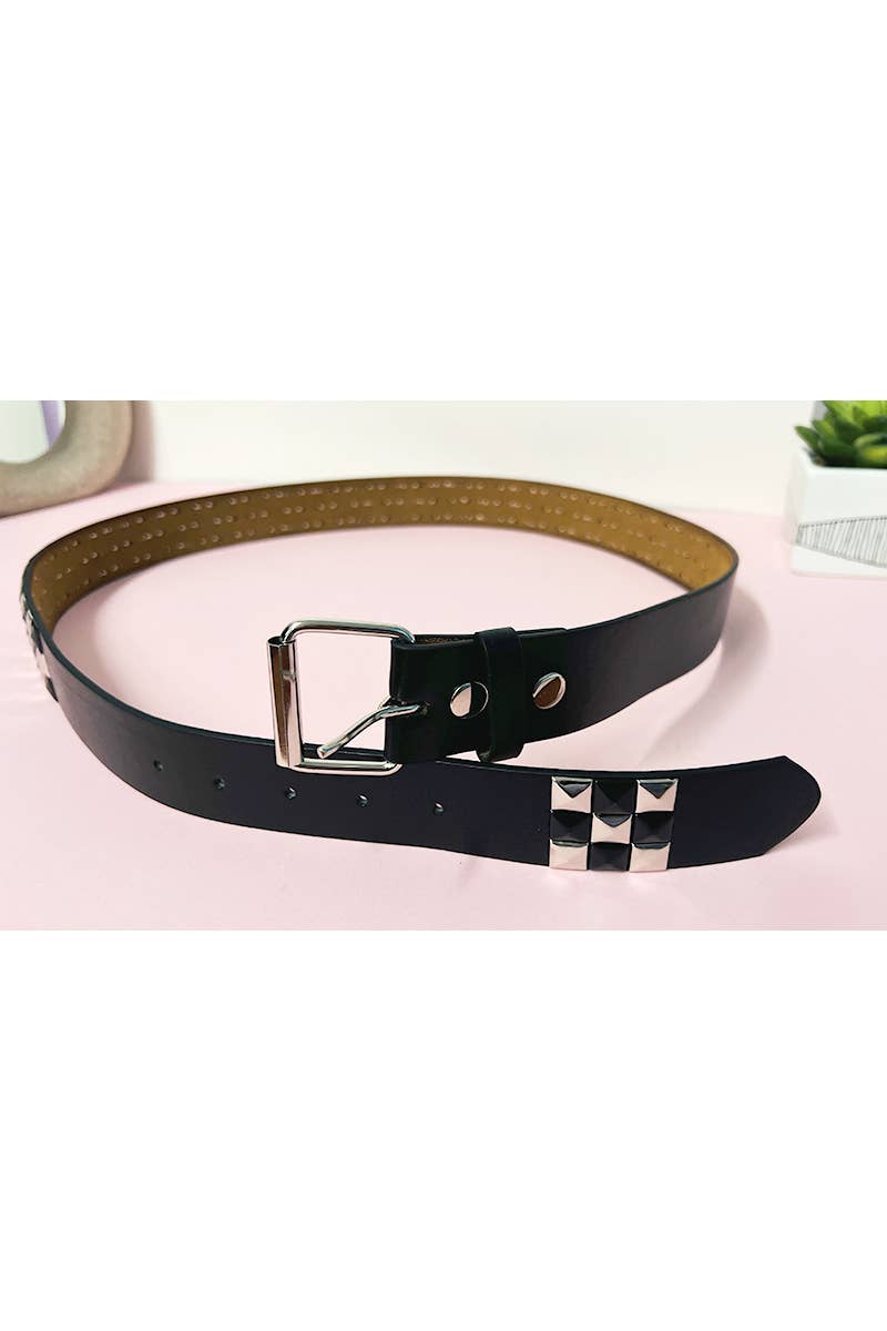 Checkered Pyramid Studded Belt - Angel's House of Design Co.