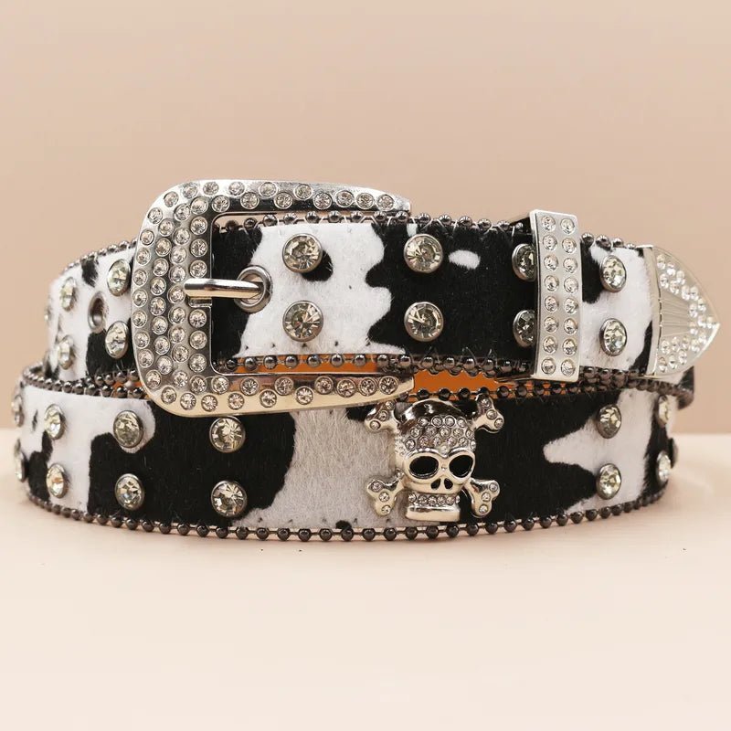 Cow Print Skull Belt - Angel's House of Design Co.