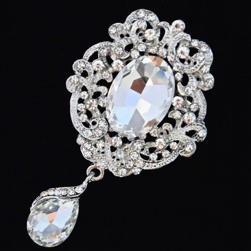 Crystal Vintage with Drop Brooch/Pin - Angel's House of Design Co.