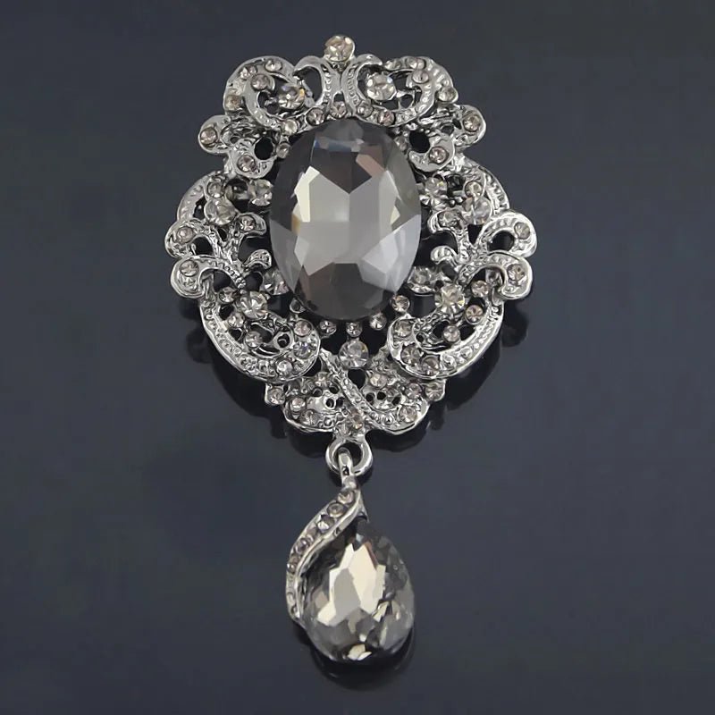Crystal Vintage with Drop Brooch/Pin - Angel's House of Design Co.