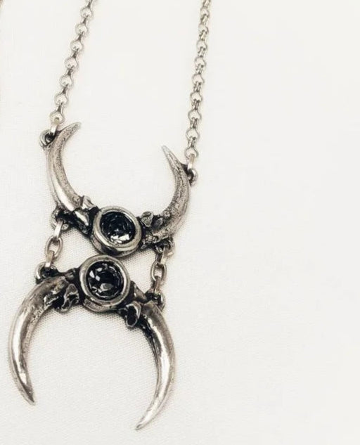 Double Owl Moon Necklace by Martha Rotten