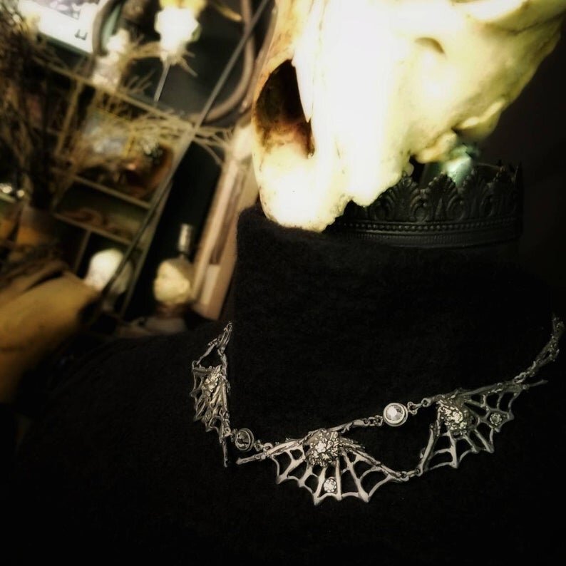 Dark Web Collar By Martha Rotten - Angel's House of Design Co.