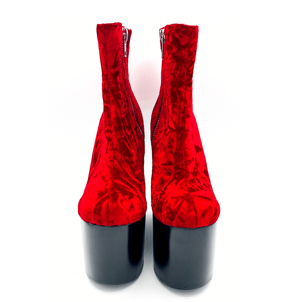 Deadwood Oxblood Velvet Wedge Boot - Angel's House of Design Co.