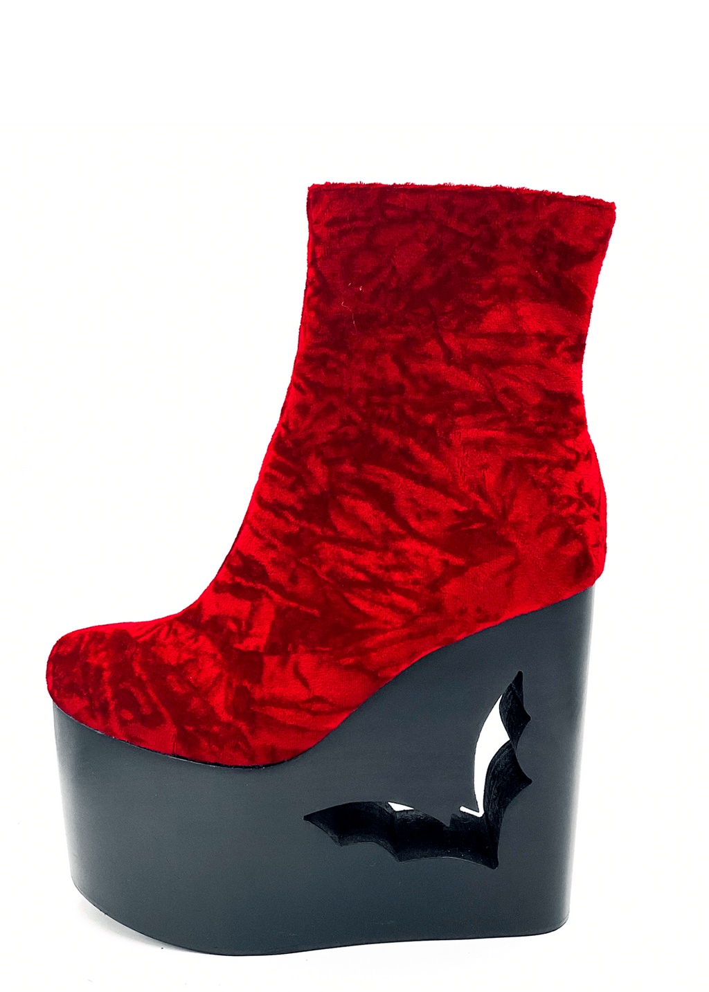Deadwood Oxblood Velvet Wedge Boot - Angel's House of Design Co.
