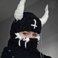 Devil Horn Hat Face Mask Soft Knit - Angel's House of Design Co.