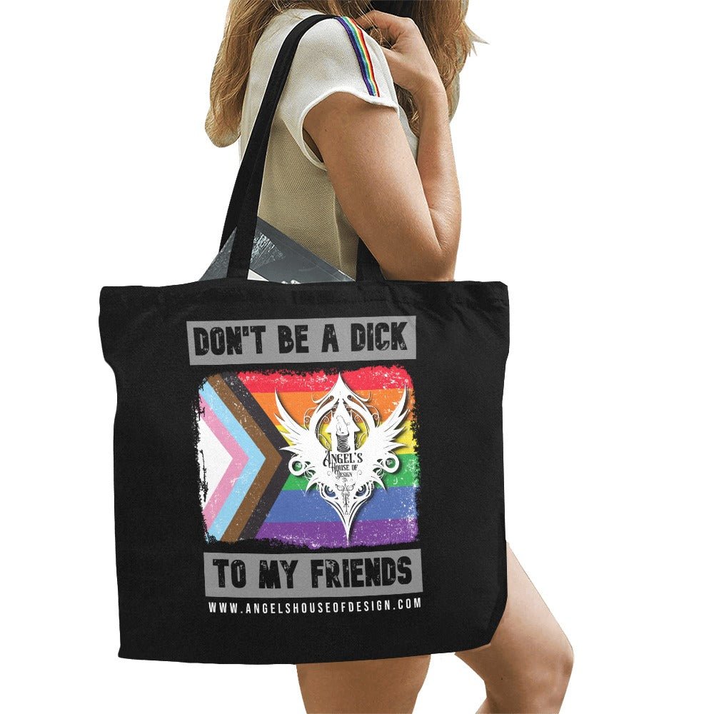 Don't Be a Dick All Over Print Canvas Tote Bag PRIDE 2025 - Angel's House of Design Co.