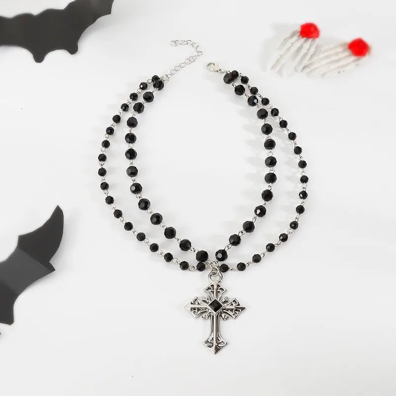 Double Rosary Cross Necklace - Angel's House of Design Co.