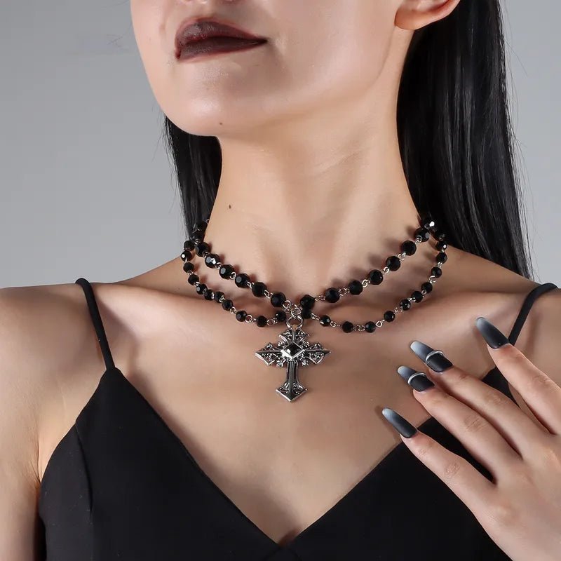 Double Rosary Cross Necklace - Angel's House of Design Co.