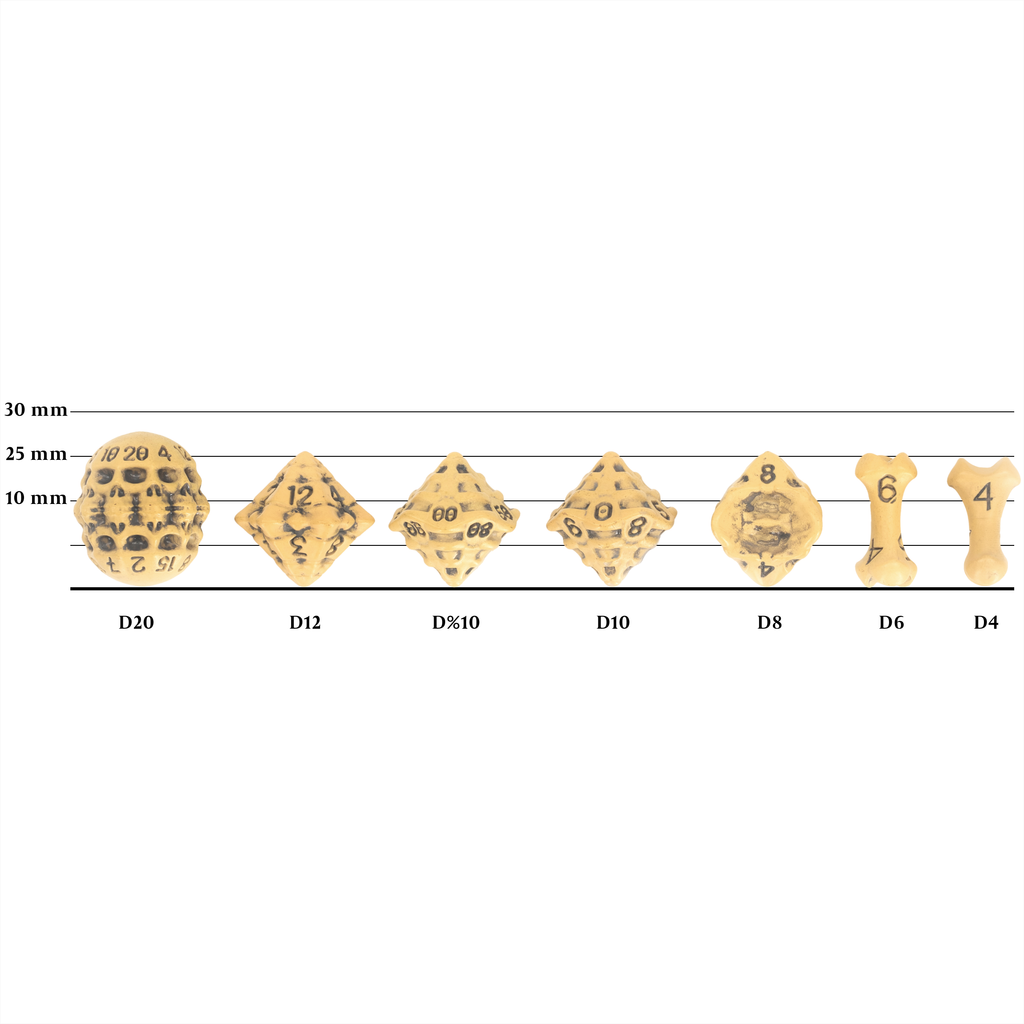 Skull & Bone Full 7 Dice Set - Ancient Bone Yellow