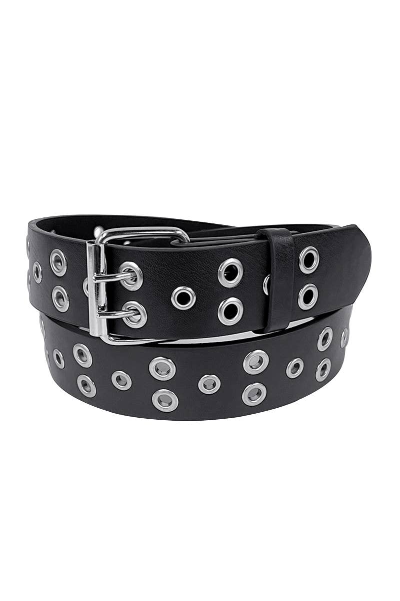 Faux Leather Three Hole Black Belt - Unisex - Angel's House of Design Co.