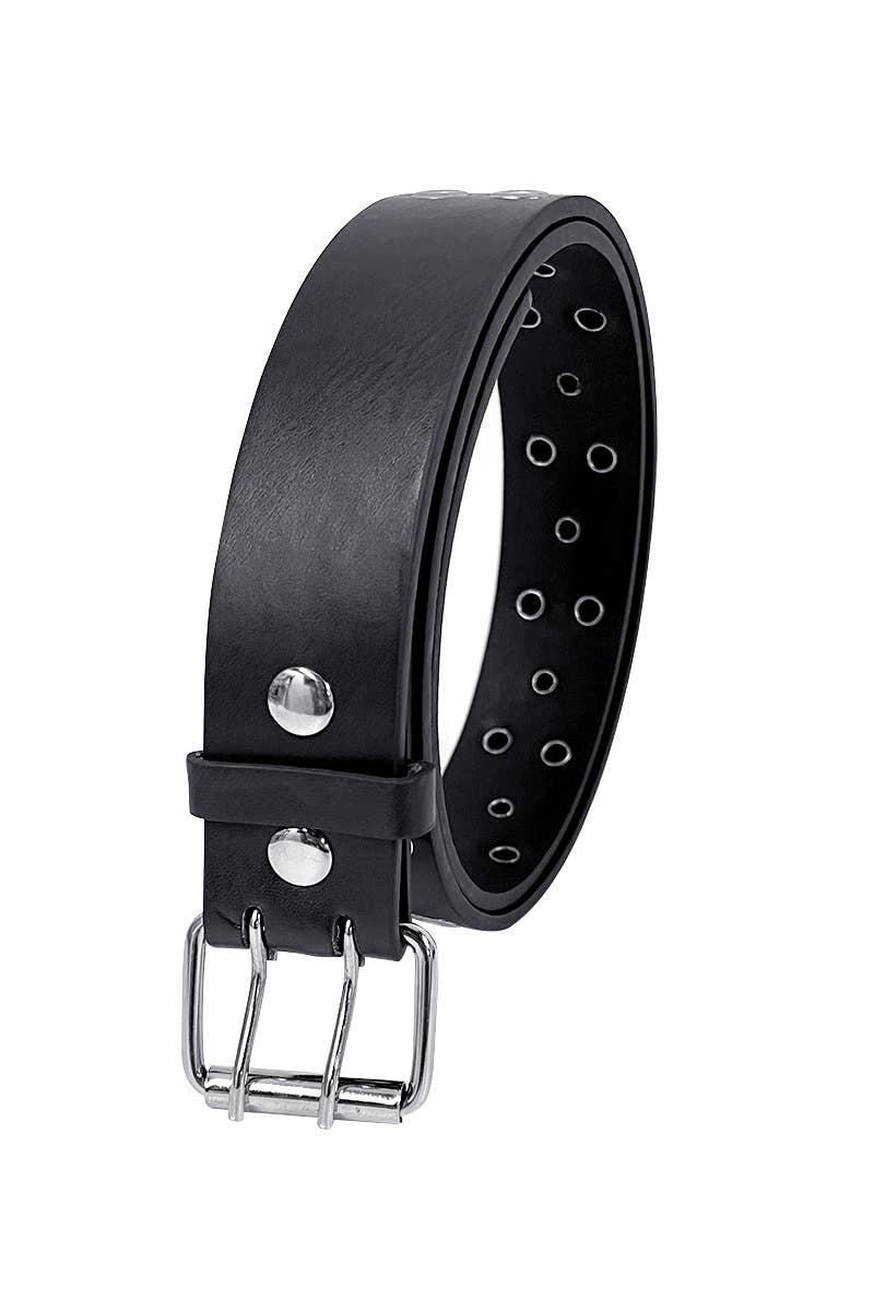 Faux Leather Three Hole Black Belt - Unisex - Angel's House of Design Co.