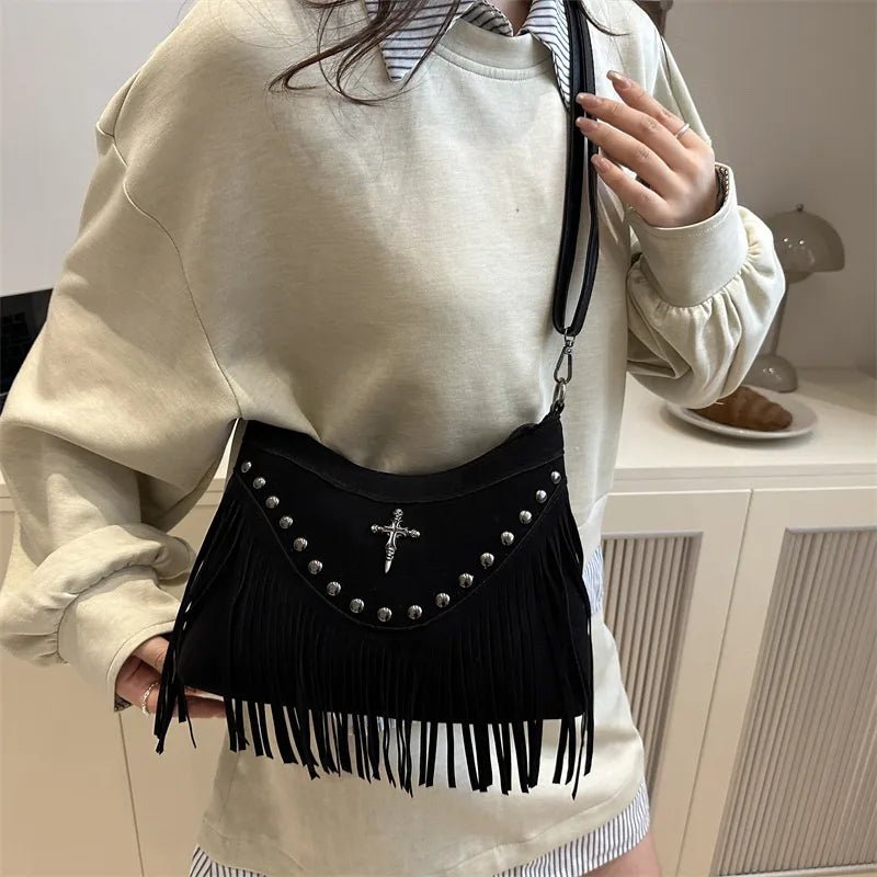 Fringe Bag with decorative emblem - Angel's House of Design Co.
