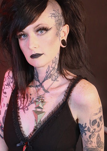Geometric Vintage necklace with raven skull - Angel's House of Design Co.