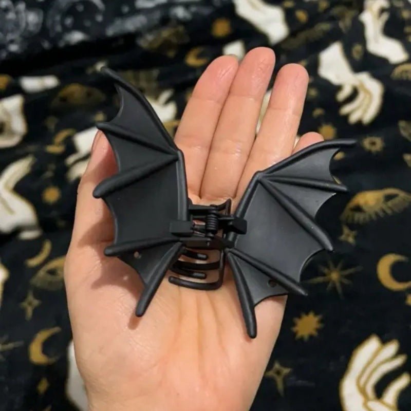 Gothic Bat Wing Hair Metal Claw Clip Matte Black - Angel's House of Design Co.