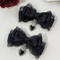 Gothic Lace Heart Bow Hair Clip - Angel's House of Design Co.