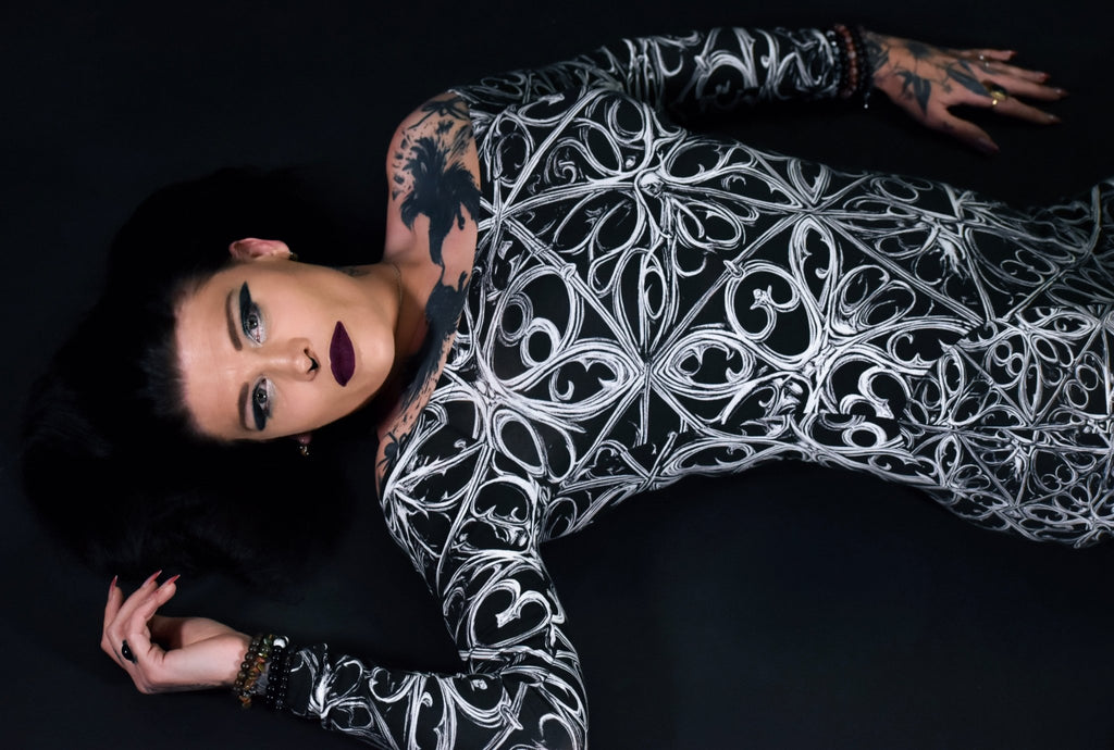Gothic Lattice Mermaid Gown in Cotton/Spandex - Angel's House of Design Co.