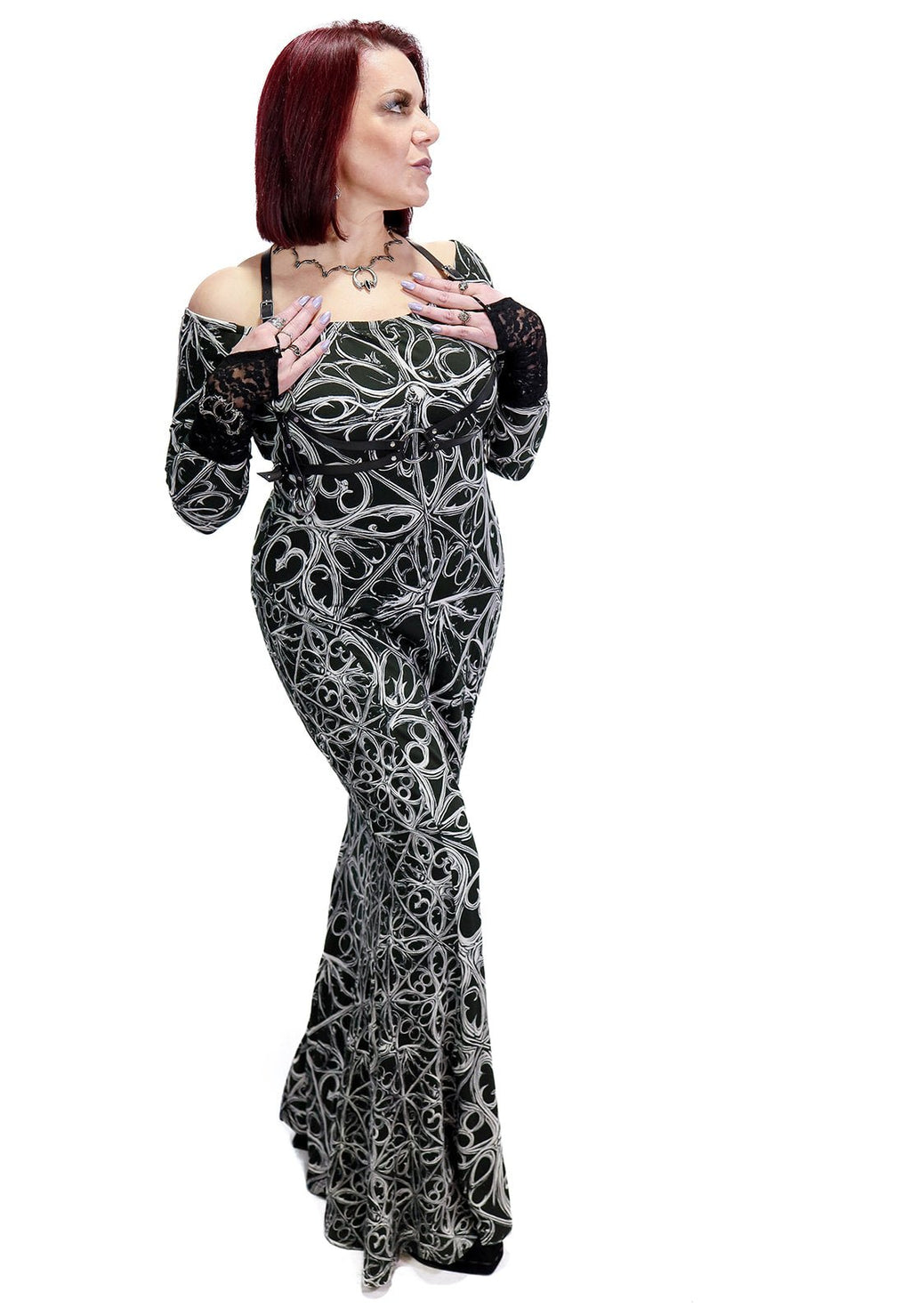 Gothic Lattice Mermaid Gown in Cotton/Spandex - Angel's House of Design Co.