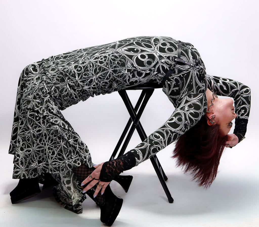 Gothic Lattice Mermaid Gown in Cotton/Spandex - Angel's House of Design Co.