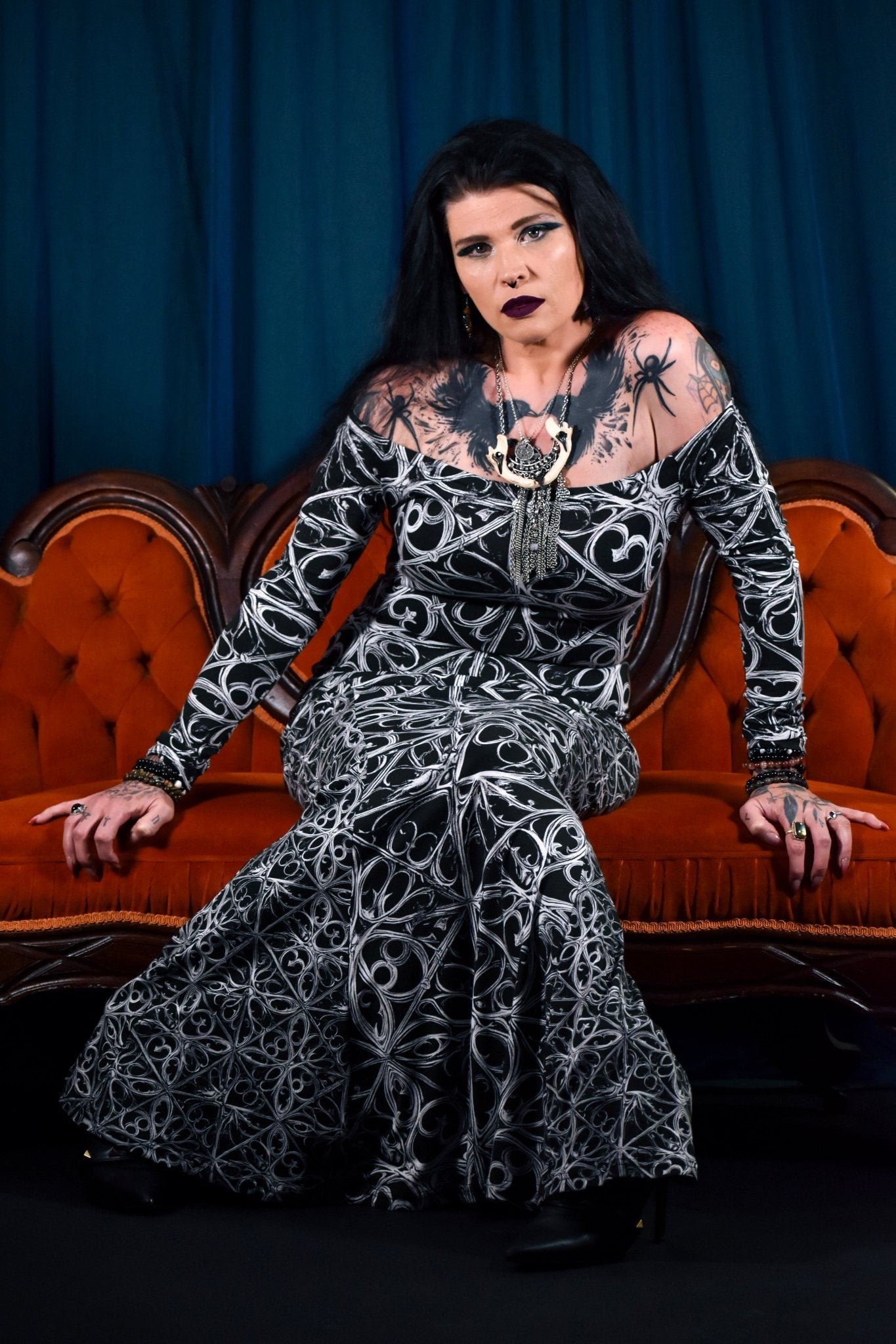 Gothic Lattice Mermaid Gown in Cotton/Spandex - Angel's House of Design Co.